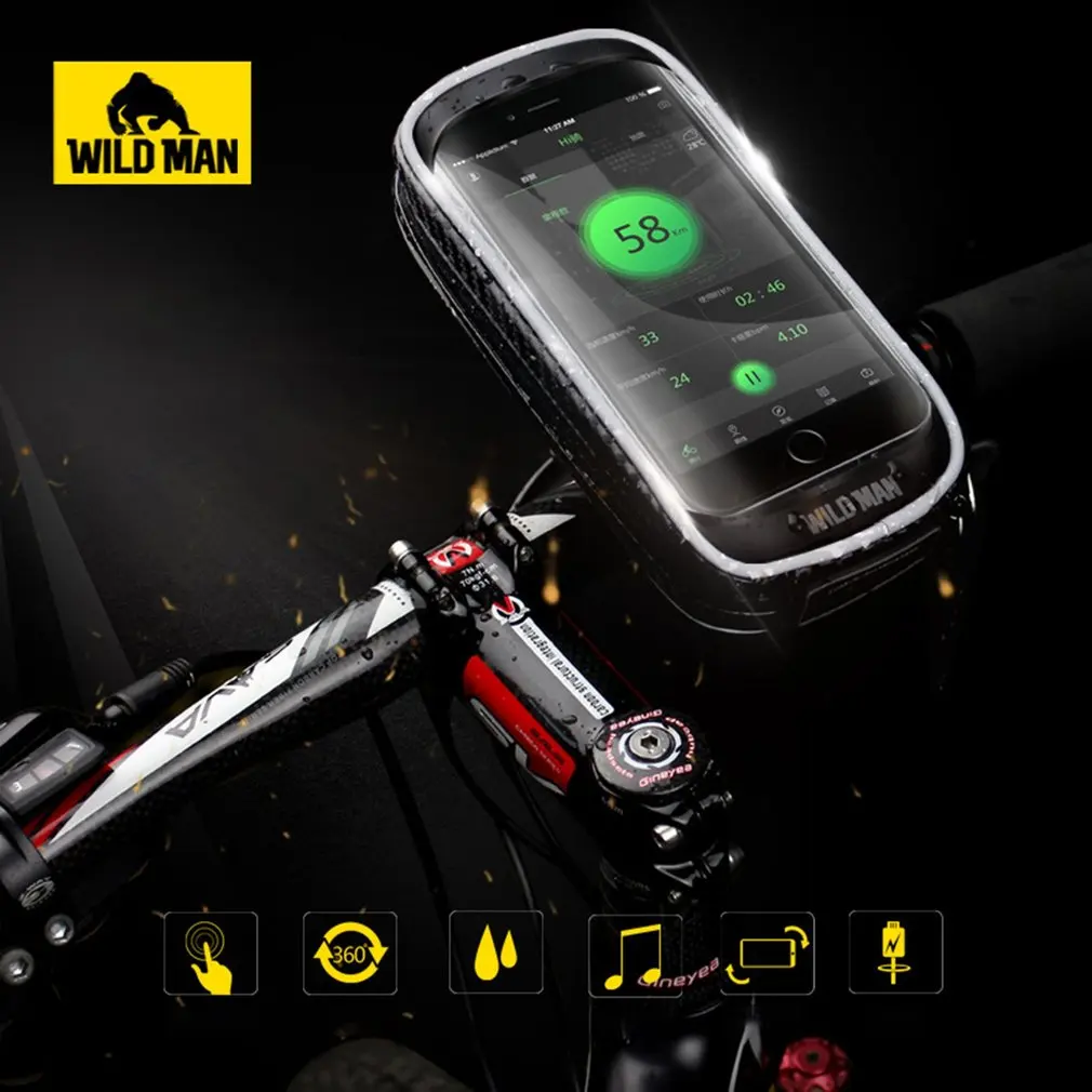 Сумка для велосипеда дикого человека водонепроницаемый рулевой пакет MTB дорожный велосипедный телефон сумка для езды оборудование