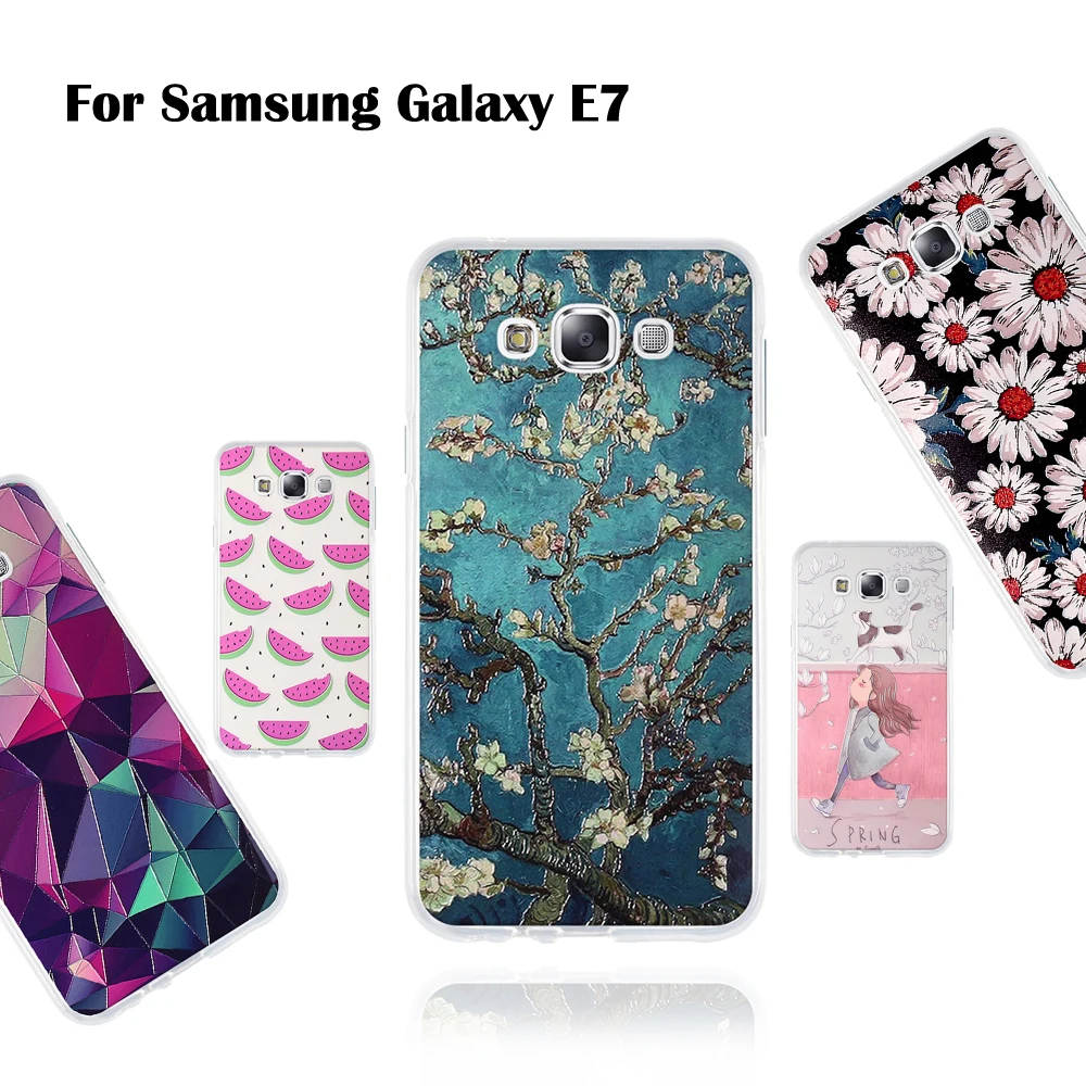 

Case For Samsung Galaxy E7 5.5 inch Soft TPU Back Phone Cover For Samsung Galaxy E7 3D Relief Shells Painted Pattern Cases Cover