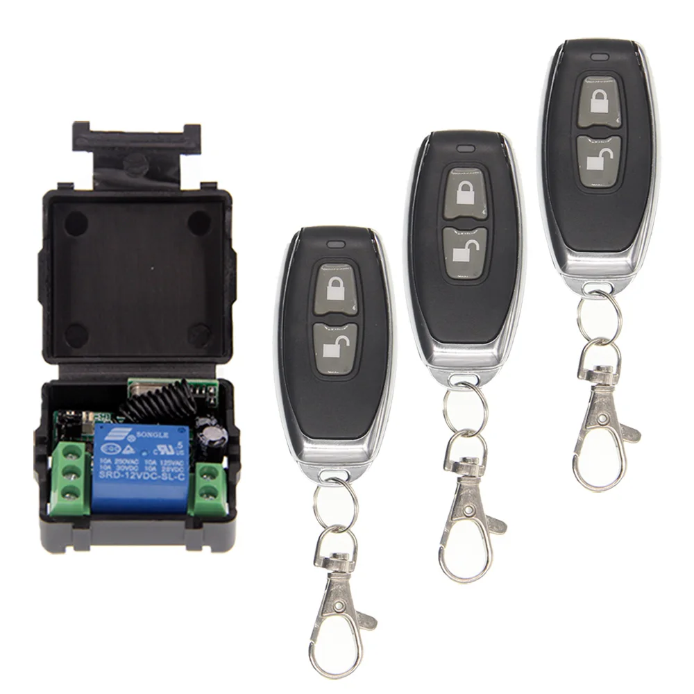 

Black Mini Size DC 12V 1CH 1 CH 10A RF Wireless Remote Control Switch System, Receiver & Transmitter ,Inter-Lock,Close &Open