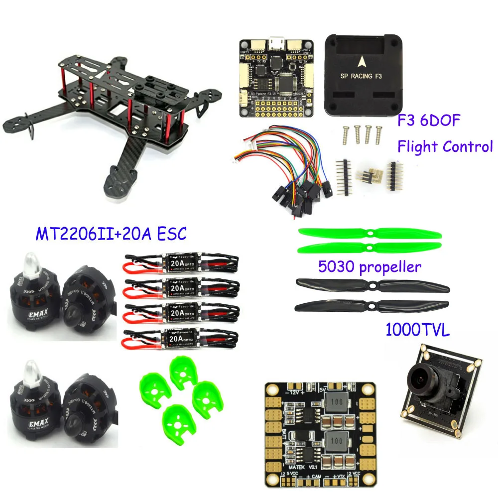 Дроны Квадрокоптер из углеродного волокна FPV Дрон с камерой hd для QAV250 рама Flysky FS I6