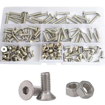 

Hex Flat Head Socket Cap Machine Screw Thread Metric Countersunk Hexagon Head Bolt Nut 304 Stainless Steel Assortment Kit Set M5