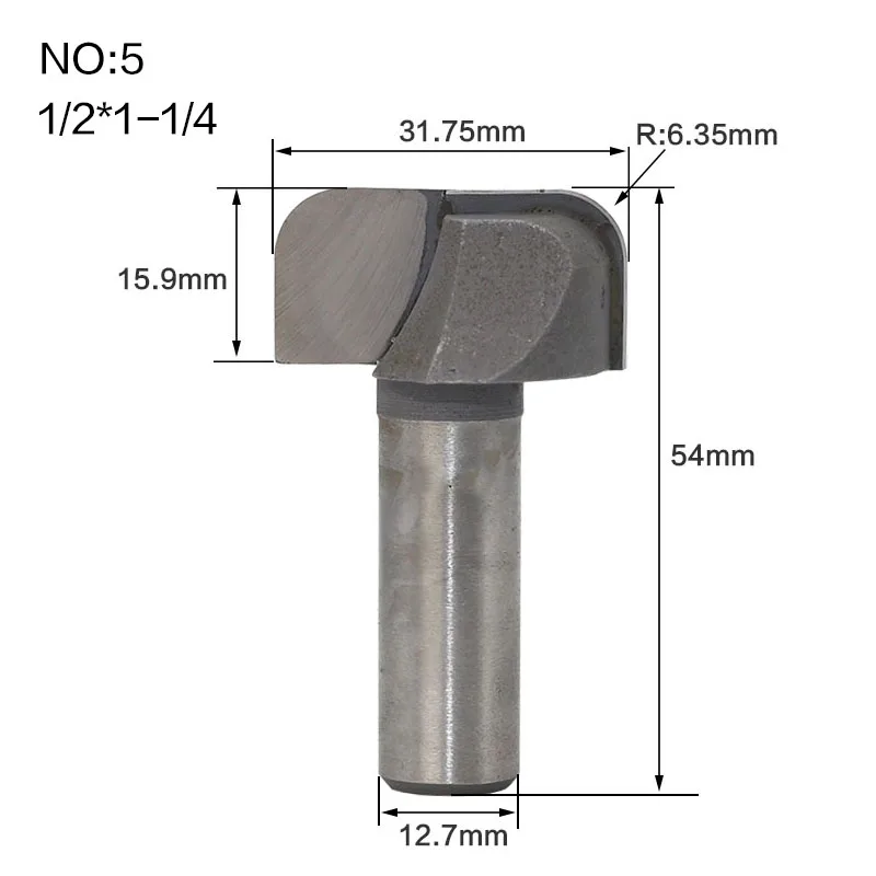 1 шт. 1/" хвостовик чаши и лоток шаблонный маршрутизатор бит карбида вольфрама Концевая фреза для деревообработки режущий инструмент Дерево Фрезерный резак - Длина режущей кромки: NO5