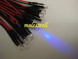 500 шт. 3 мм 5 В фиолетовый 5VDC лампа Светодиодная Набор 20 см Предварительно проводной 3 мм УФ LED 5 В DC