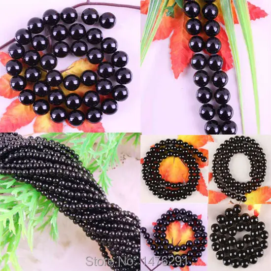 

Natural 2-12MM Black Agates Circular Beads DIY Spacers Beads Fit Necklace Bracelet 15.5"L