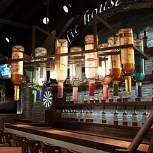 New Recycled retro Hanging Wine Bottle Pendant Lamps E27 LED bulb light for dining room bar