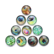 10 шт. смешанные 18 мм стеклянные пуговицы серии Jewelrys Павлин стеклянные защелки Fit Xinnver браслет с застежкой ювелирные изделия ZB355