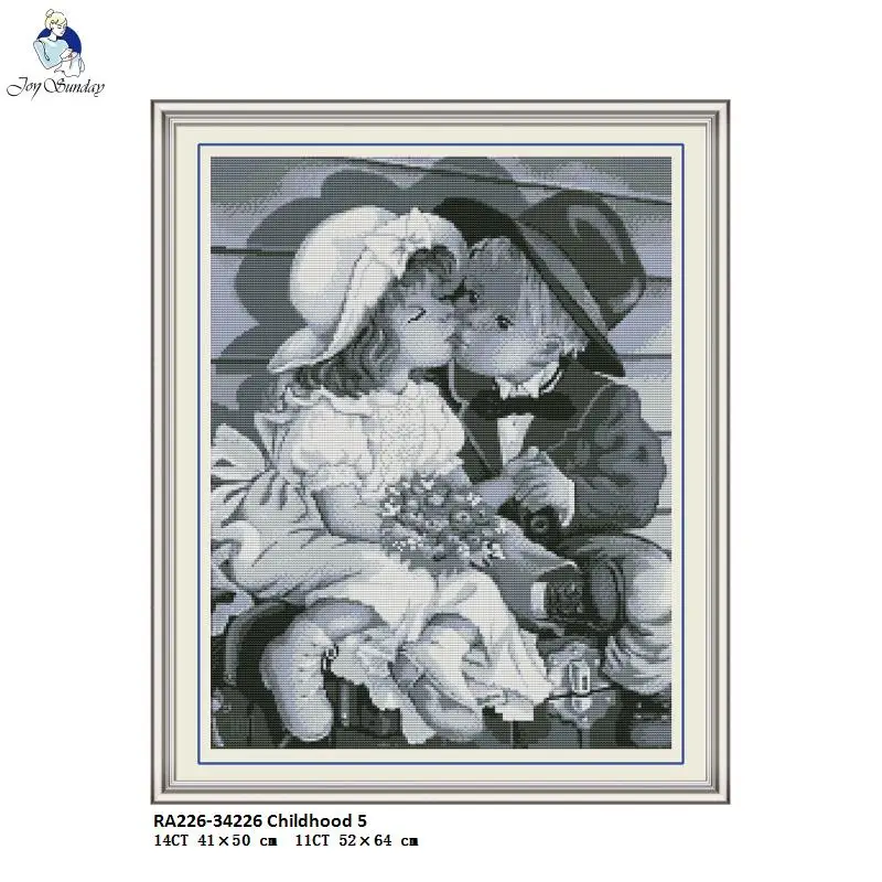 

Joy Sunday Childhood Patterns Printed Cross Stitch kit DIY Hand Made Cotton Thread Embroidery Set Home Decoration Send Gift