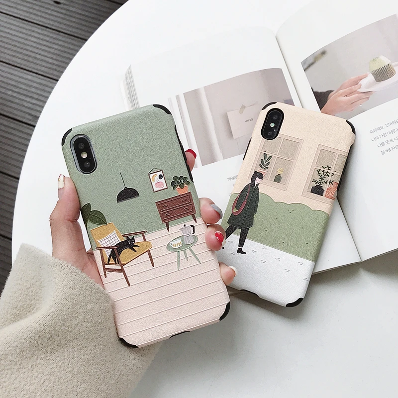 Beily Literature style чехол для iPhone XS Max XR X 8 7 Plus милый Cartooon IG рельефный матовый Шелковый