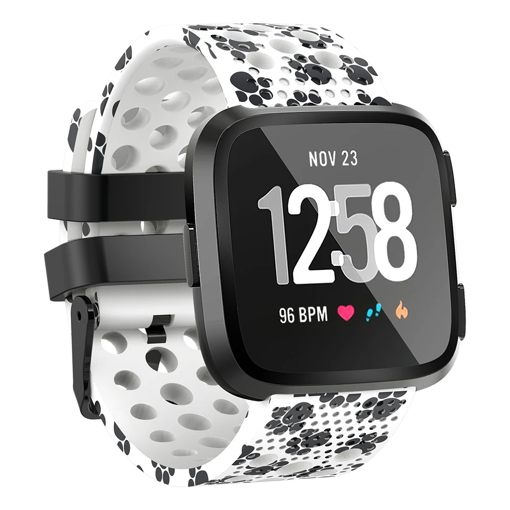 Собачьи Лапы Для Fitbit Versa силиконовый сменный спортивный ремешок с металлической