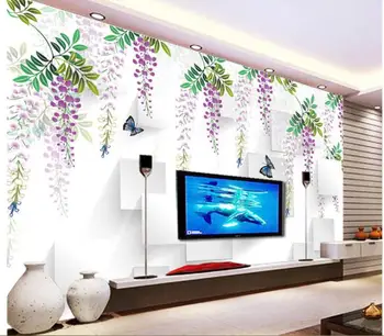 

3d wallpaper custom mural non-woven 3d room wallpaper 3 d setting wall hand-painted violet flowers photo wallpaper for walls 3d