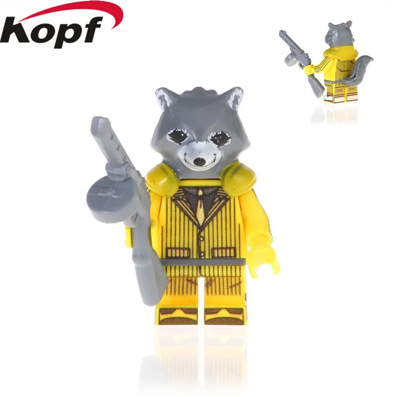 

Single Sale Super Heroes Building Blocks Bricks Raccoon Wolverine Leather Whip Action Figures Children Doll Gift Toys PG1632