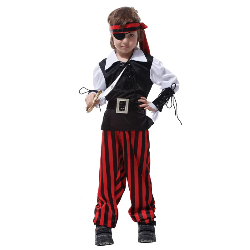 

One Eye Boys Cutthroat Pirate Costume for Kids Halloween Purim Party Carnival Cosplay Dress Up