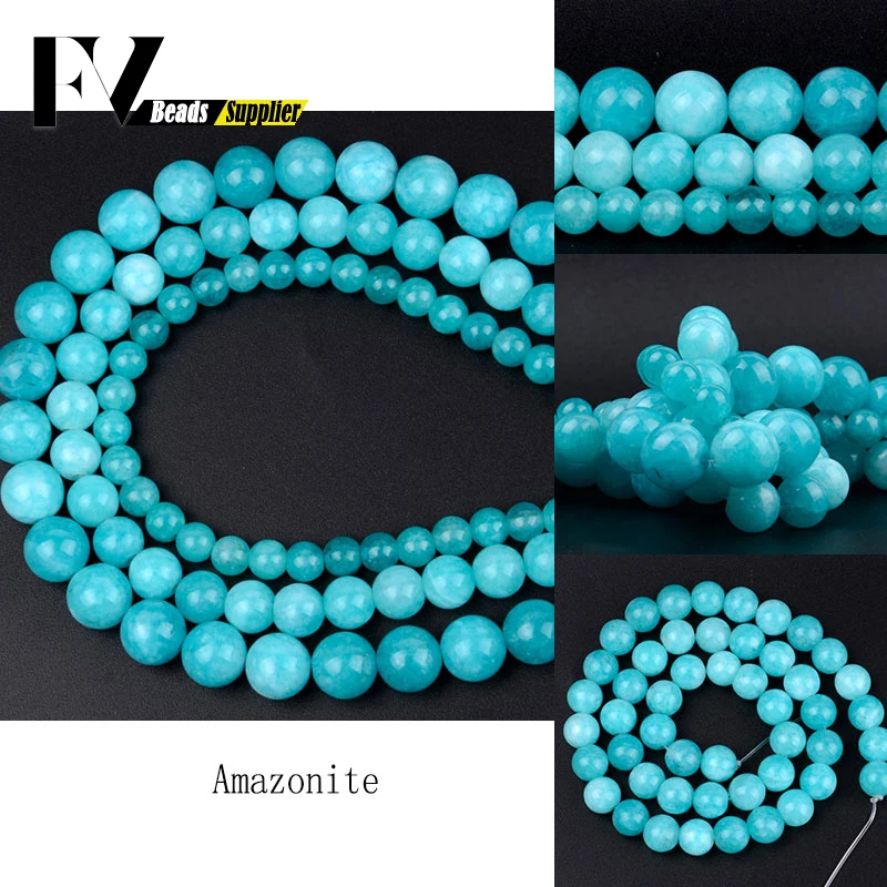 

Natural Stone Beads 6 8 10mm Amazonite Jades Round Beads for Jewelry Making Diy Bracelets Needlework Accessories Wholesale