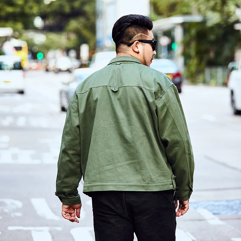 Мужская однотонная куртка большого размера L 6XL 7XL осенняя джинсовая новинка 2018