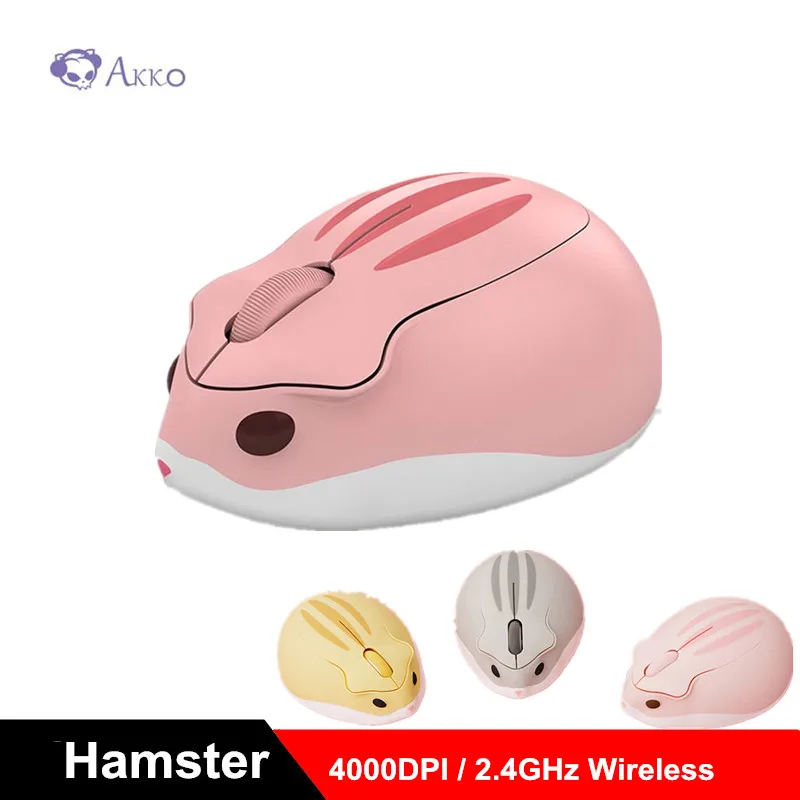 

AKKO Hamster Shape 2.4GHz Wireless Mouse 4000DPI USB Connection Mice Cute Shape As Gift