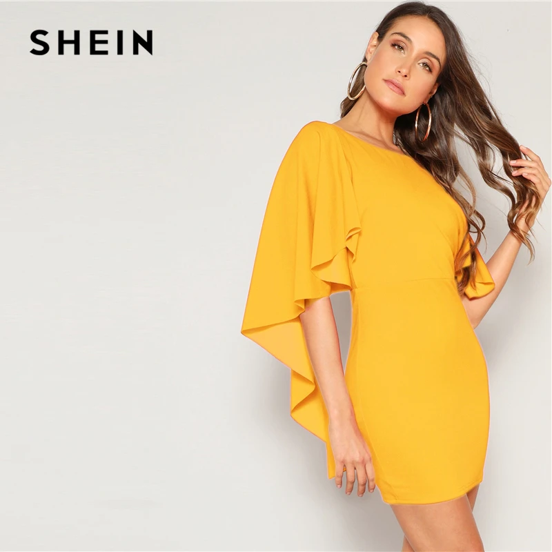 SHEIN Платье С Асимметричным Рукавом И Открытой Спинкой Сексуальное Летнее