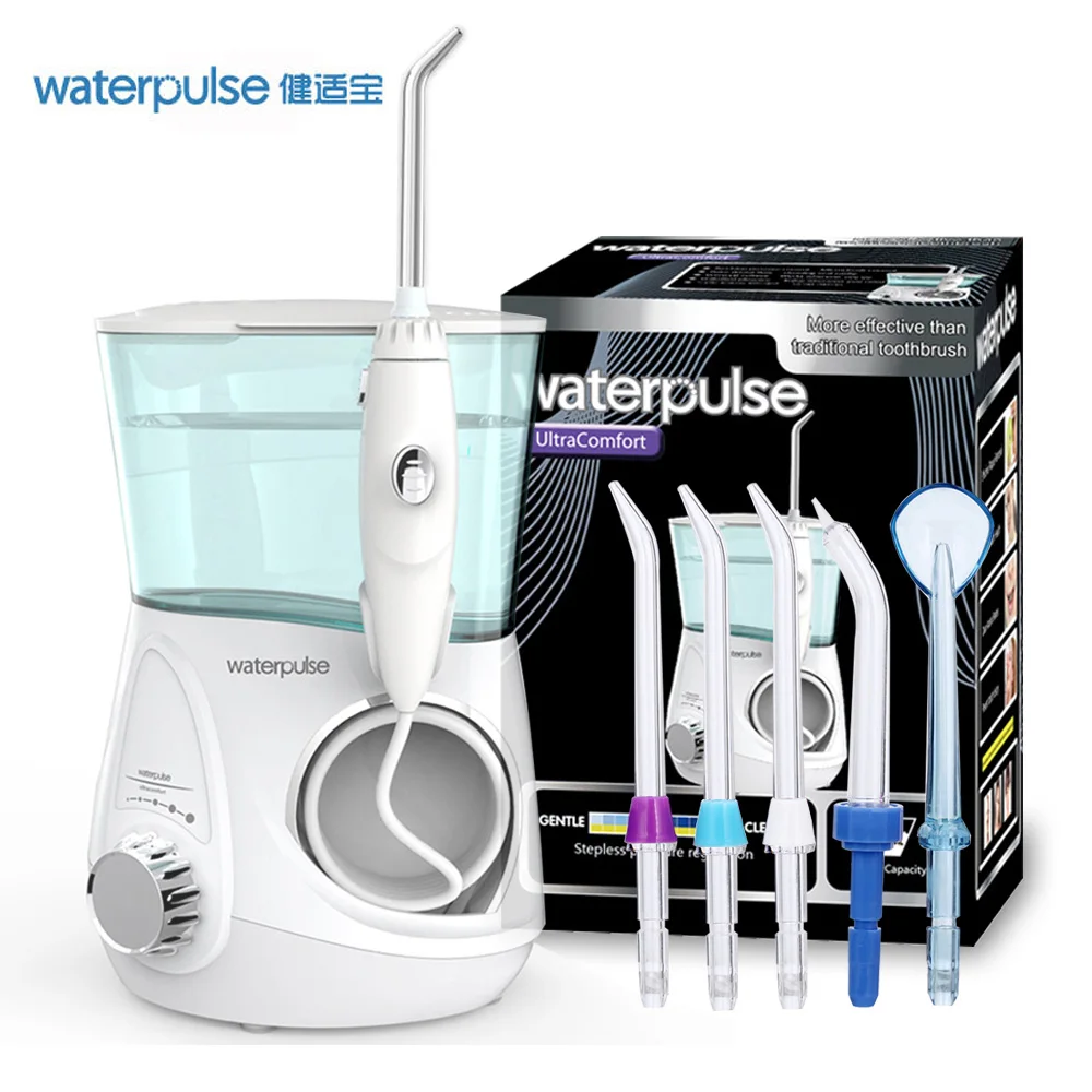 Waterpulse V600G воды Flosser с 5 Советы электрический ирригатор полости рта зубные Flosser 800 мл ёмкость гигиена полости рта для Семья средства ухода за