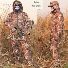 Мужской 3D Водонепроницаемый устойчивый ветрозащитный геркон с узором булраш Ghillie костюм охотничья одежда подходит для охоты на дикого гуся