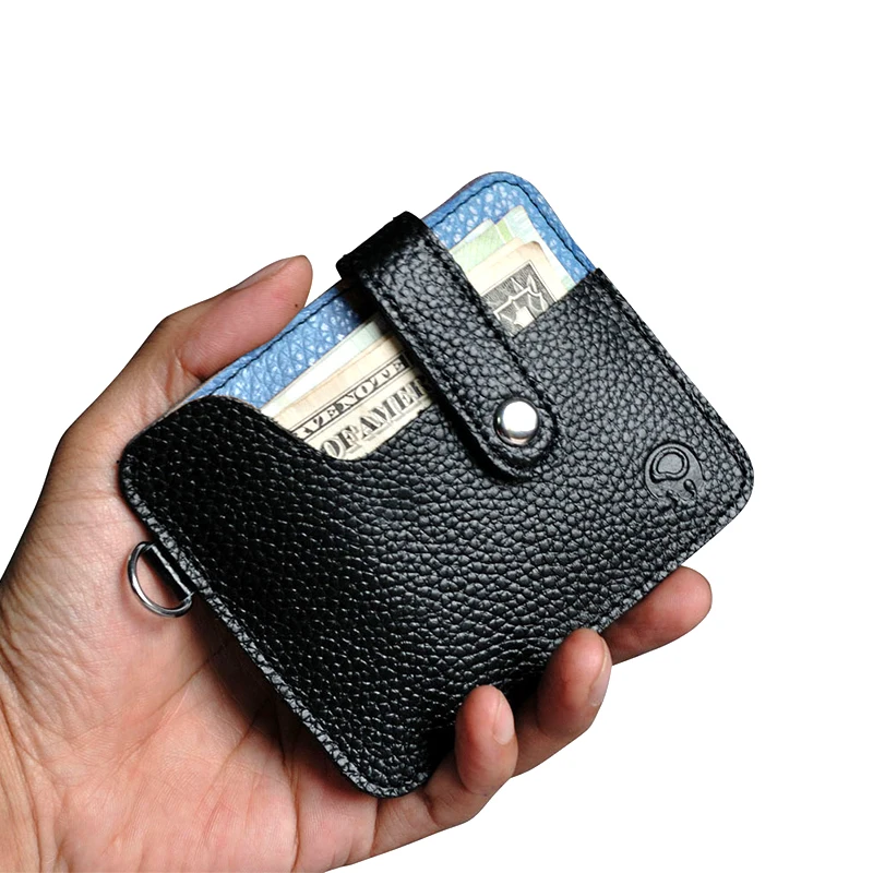 

Genuine Leather Slim RFID Blocking Name Credit Card Holder Wallet France USA Men Loved