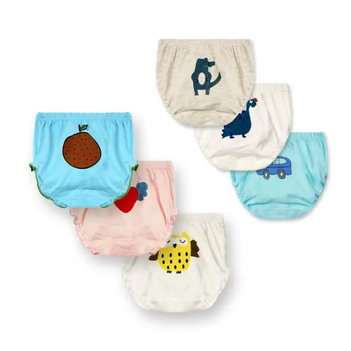 Bebê Algodão Roupa Interior Pão Calças Bonito Animais Imprimir Elástico Respirável Briefs M09 3 Pçs 4 calças bonito animais imprimir elástico respirável briefs m09
