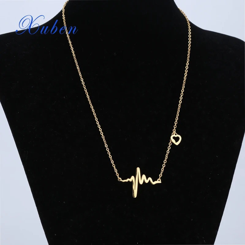 cheap Personalized Infinity Necklace ECG pendant Necklace gold Lover Necklace Jewelry Stainless Steel chain Valentine #039;s Day Gift 925