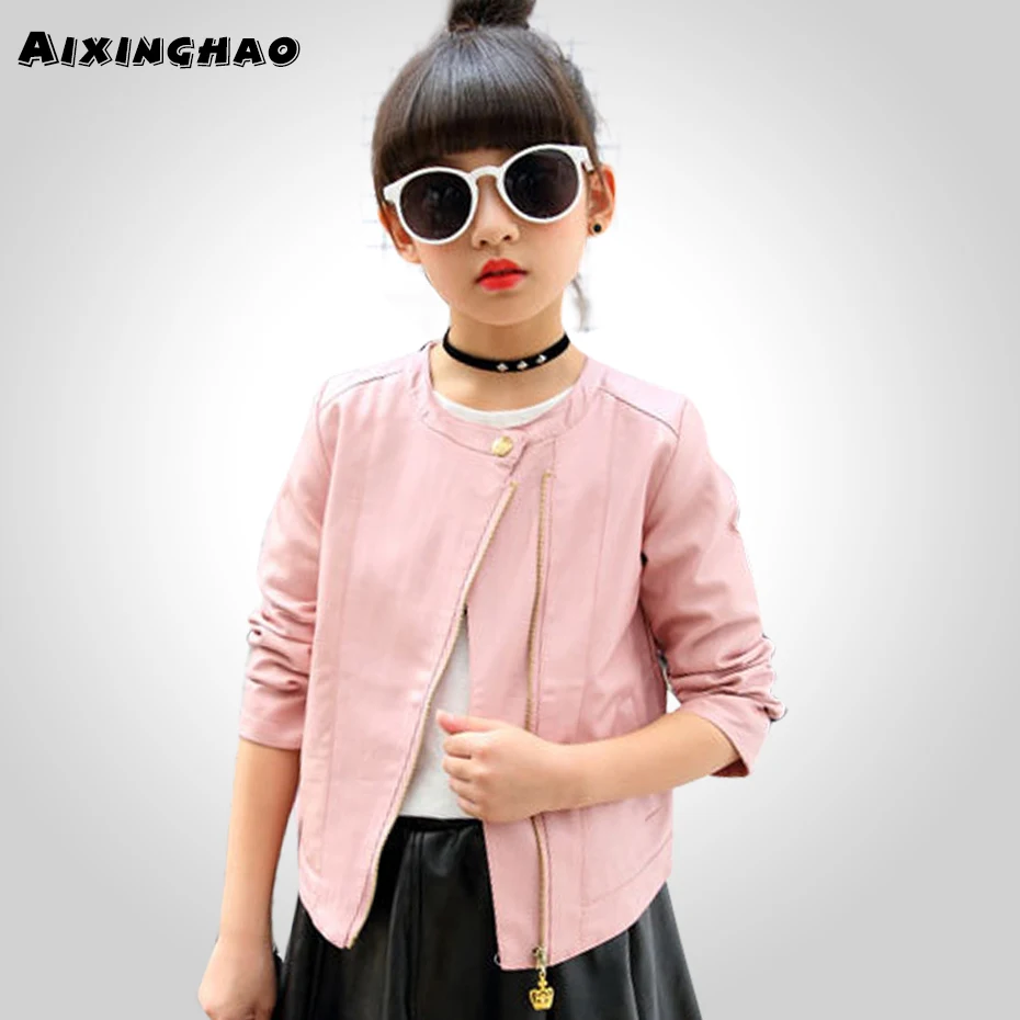 

Girls Leather Jacket Autumn Winter Warm Children PU Outerwear Coats Teenage Baby Girl Clothes 4 5 6 7 8 9 10 11 12 Year