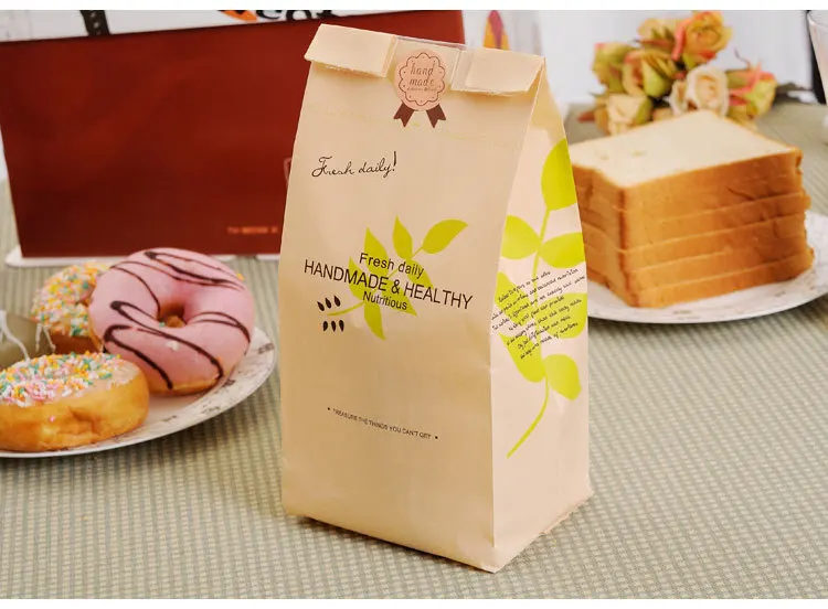 20 шт хлебный мешок с окном крафт-мешок бумажная пищевая упаковка для школы белая выпечка тост мешки для хлебобулочных изделий с наклейкой