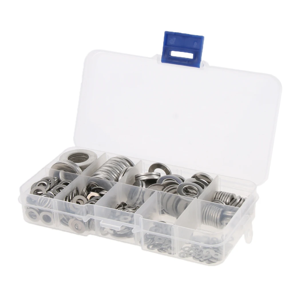 580pcs Stainless Steel Flat Washers Assortment Kit Set M2-M12