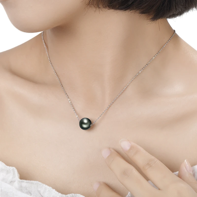 Цепочка Lnngy 18K с подвеской из натурального таитянского Черного Жемчуга 8 9