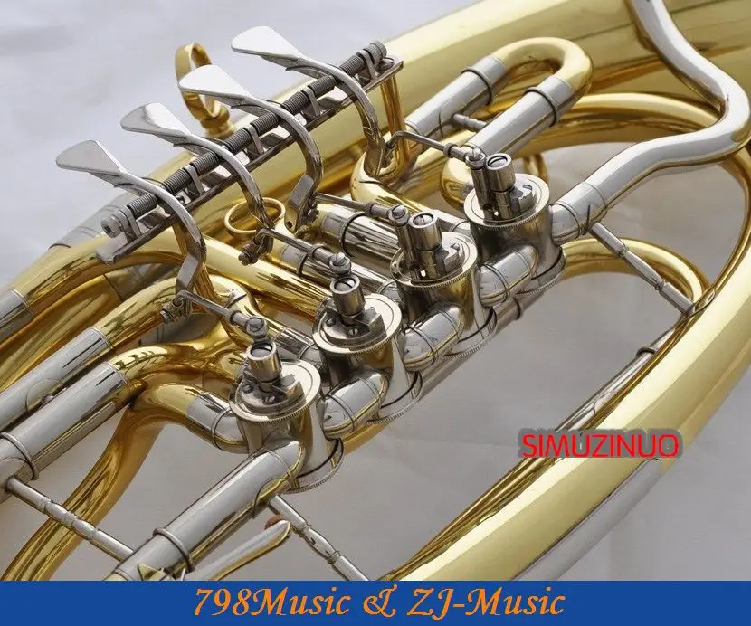 Профессиональный Золотой поворотный Bb ключ euphonium белый медный цилиндр с рогом чехол
