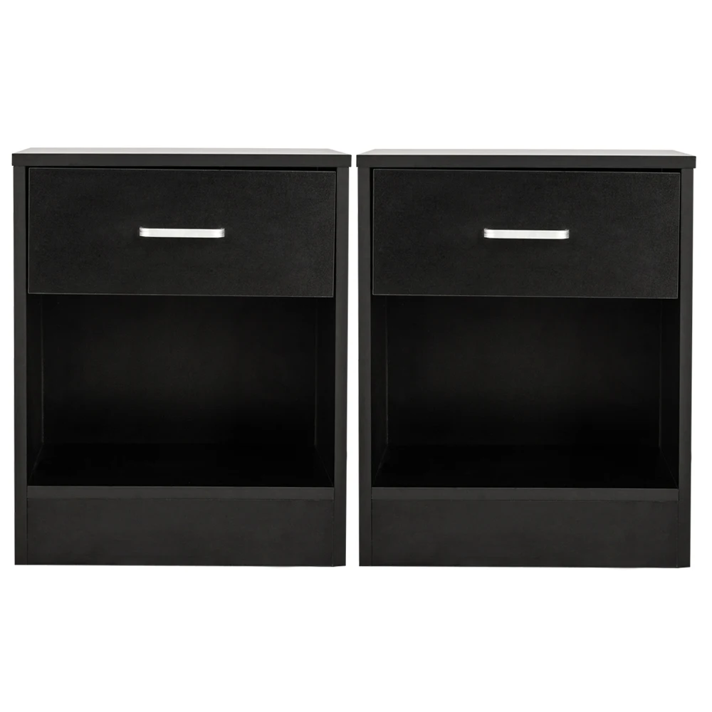 2pcs Night Stand With Drawer Bedside End Table Black Modern Organizer Bedroom Furniture Density Board Nightstand 2pcs Night Stand With Drawer Bedside End Table Black Modern Organizer Bedroom Furniture Density Board Nightstand