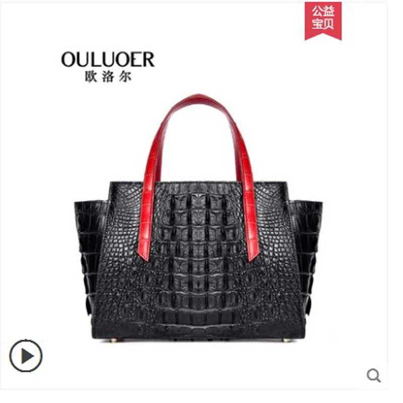 

ouluoer New Thai crocodile leather handbag for ladies leather bag large capacity color wing bag women handbag