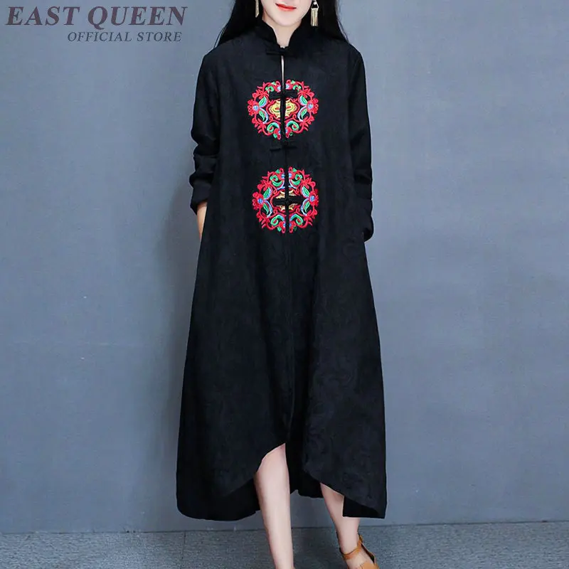 Китайские традиционные восточные длинное платье цветочной вышивкой свободные большие размеры oriental Грейс платье женщины весной AA3298 F