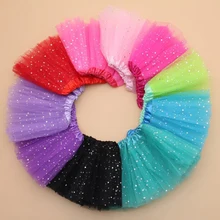 Summer Kids Baby Star Glitter Dance Tutu Skirt For Girl Sequin 3 Layers Tulle Toddler Lace Pettiskirt Children Chiffon 2-8T