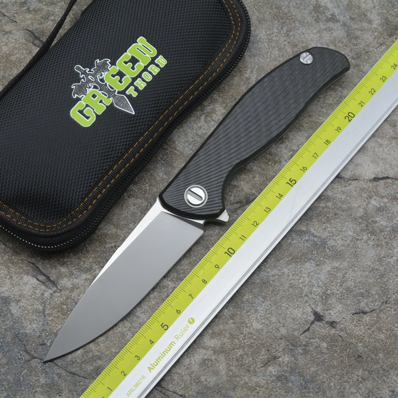 Складной нож Green thorn 95 HATI Flipper M390 стальной титановый подшипник + CF 3D Ручка