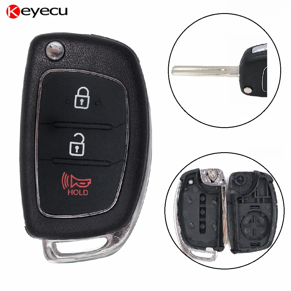 

Keyecu 10PCS 3 Button Folding Flip Remote Key Shell Case Fob+Blade For HYUNDAI Santa Fe(ix45) 2013 2014