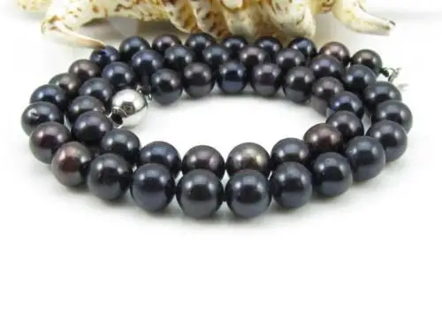 

Free Shipping >>>>>9-10MM BLACK SALTWATER AKOYA CULTURED PEARL NECKLACE 18