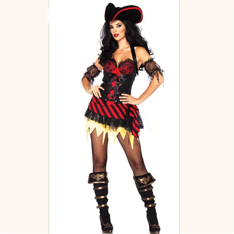 Сексуальные женщины пиратский костюм для взрослых высокое качество карнавал Perfor mance Хэллоуин косплей фантазии платье Новые Большие размеры вечерние костюмы