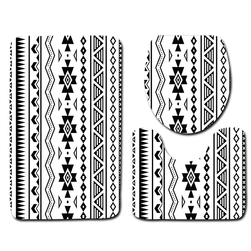 Honlaker 3 قطعة/المجموعة الحديث الهندسي للحمام ومرحاض ماتس عدم الانزلاق امتصاص الماء حمام البساط Honlaker 3 قطعة/المجموعة الحديث الهندسي للحمام ومرحاض ماتس عدم الانزلاق امتصاص الماء حمام البساط