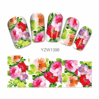 WUF 1 Sheet Blooming Flower Pattern Nail Art Water Transfer Sticker Decals Wraps Tips Decoration 1396