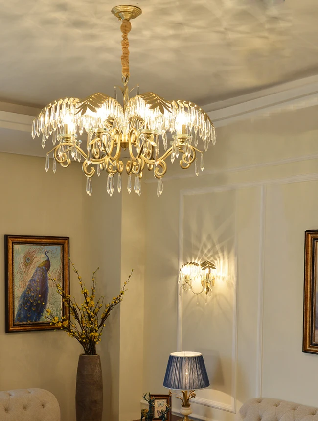 gold crystal leaves pendant lamp 7
