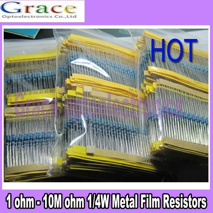 Купить 64 значения 1280 шт. 1 ом-10 м ом 1/4 вт металлопленочные ...