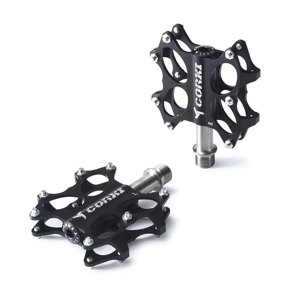 

Titanium Spindle CNC Alloy MTB BMX Road Bike Pedals Platform Flat Ti Axle