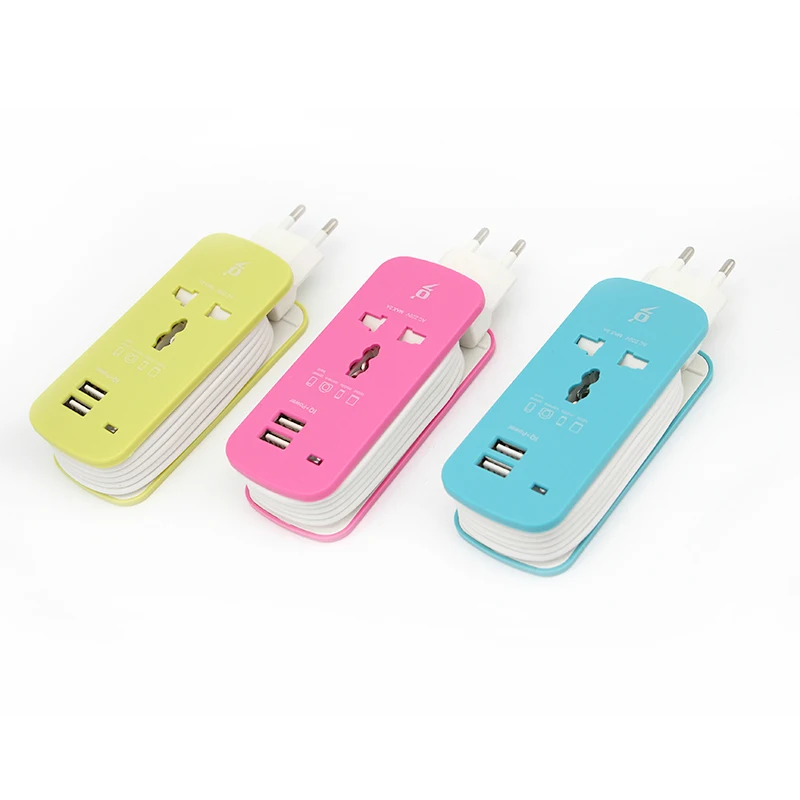 Красочные все в одном Универсальный международный переходник 2 USB порты и разъёмы