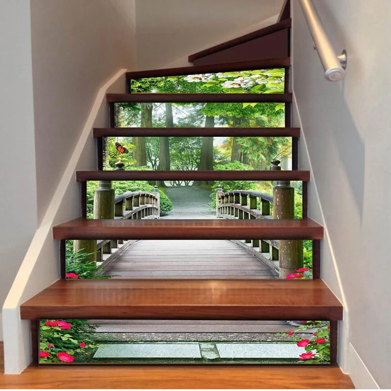 3D Self adhesive Stairs Risers Bridge Mural Vinyl Wallpaper Removable