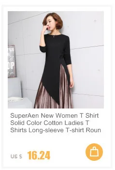 SuperAen, новинка, женская футболка, одноцветная, хлопок, женские футболки, футболка с длинным рукавом, круглый вырез, плюс размер, женская одежда