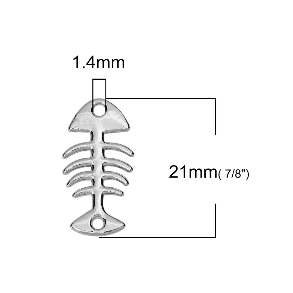 DoreenBeads цинковый сплав соединители рыбья кость Золото Серебро Цвет ювелирные аксессуары 21 мм(7/") x 11 мм(3/8"), 20 шт