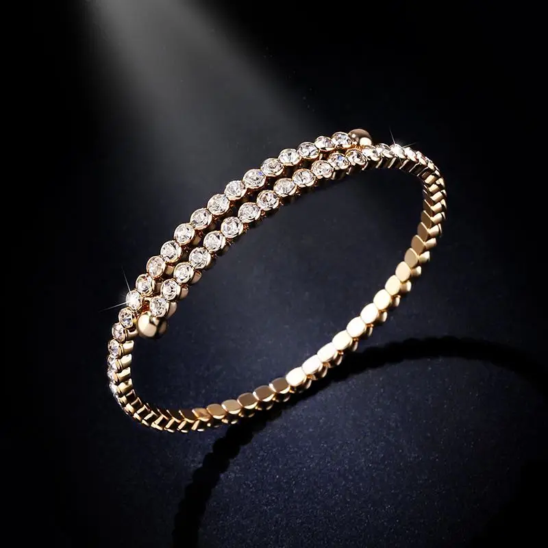 

FLOLA Adjustable Cubic Zircon Bracelet Bangles Open Size Gold Bracelets for Women Luxury Gold Bracelet Charms Jewelry brtk48