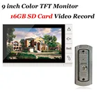 Best Price as low as $113.19 Home use 9 inch Color TFT Monitor 16GB SD Card Video Record Door Phone IR 700TVL Cam DoorBell Intercom System