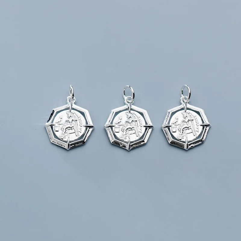 925 стерлингового серебра Европейская фигура круглое очарование 14,5 мм браслеты/ожерелье модные серебряные подвески самодельные ювелирные изделия
